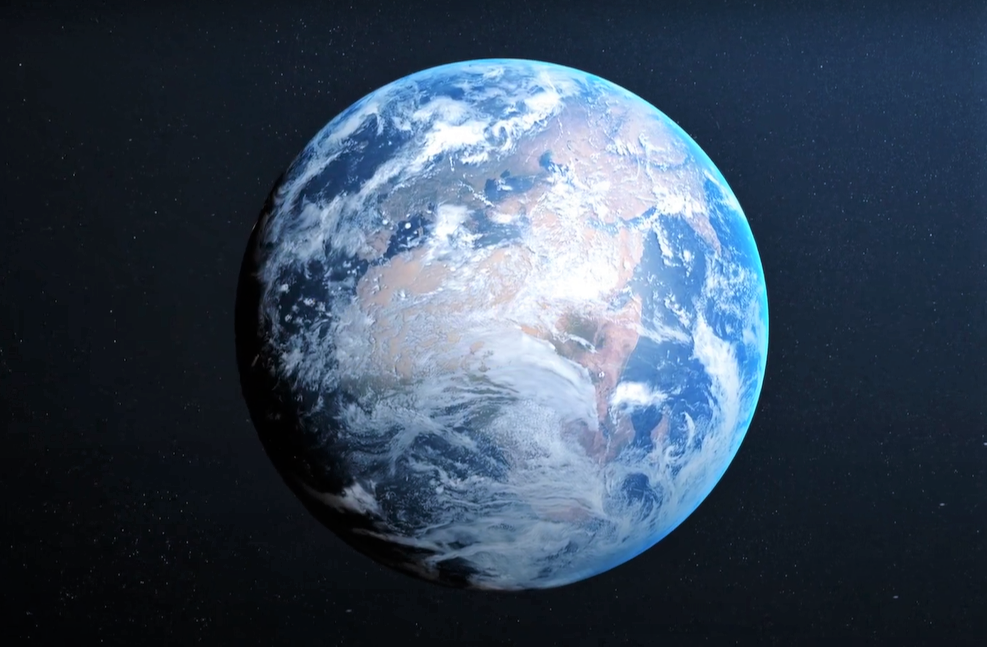 Blå planeten - molnigt jordklot sett från rymden